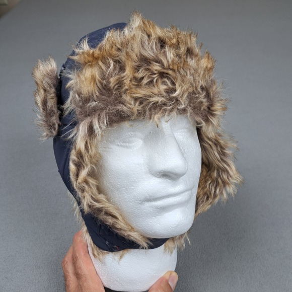 GAP Other - Gap Kids Hat Navy Warmest Trapper Ear Flap Fleece Lined Winter Cap Faux Fur Trim